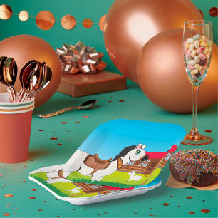 Plato De Papel Mascotas agrícolas