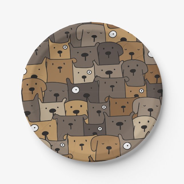 Plato De Papel Mascotas de patrón adoran a perros (Anverso)