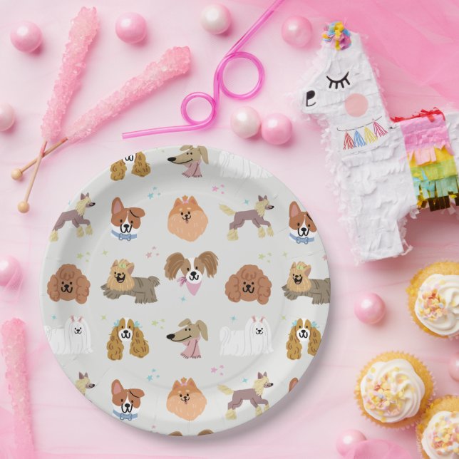 Plato De Papel Mascotas de perros Fiesta de niños (Fiesta)