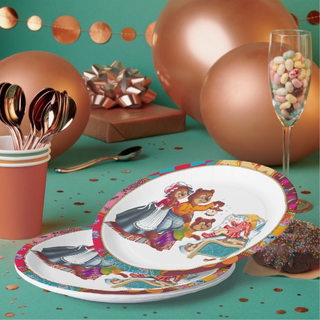 Plato De Papel Masha y 3 osos (Multi)