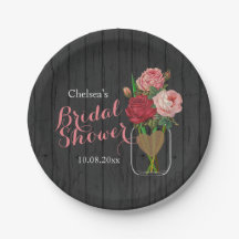 Mason Jar Elegante Rosa Bridal Shower Design