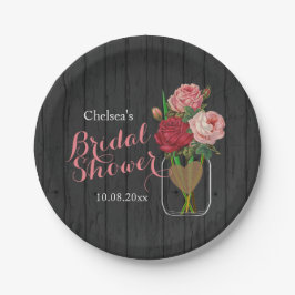 Plato De Papel Mason Jar Elegante Rosa Bridal Shower Design