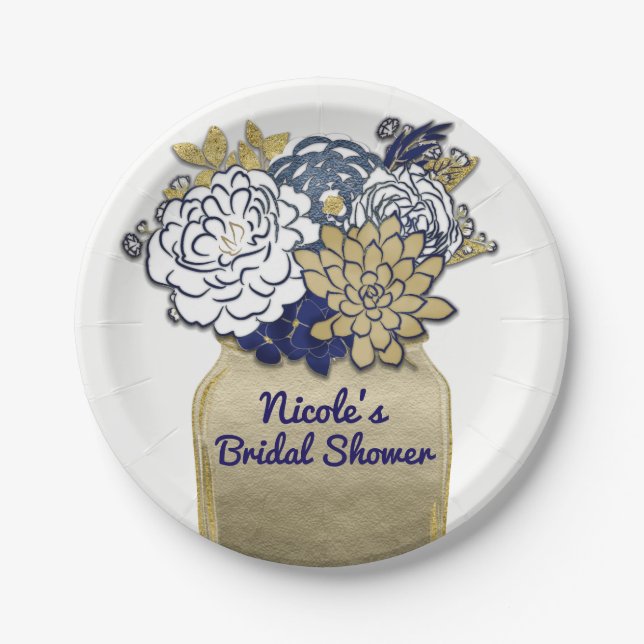 Plato De Papel Mason Jar Flores Rústicas Florales Rosa & Moda de  (Anverso)