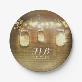 Plato De Papel Mason Jars and String ilumina el ruso