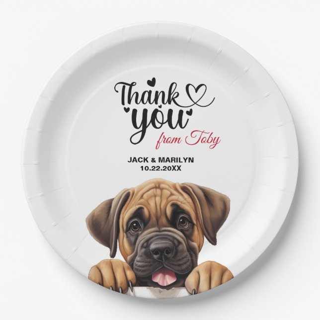 Plato De Papel Mastiff Boda Gracias (Anverso)