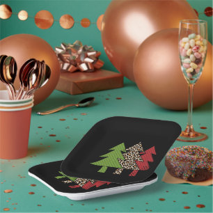 Plato De Papel Matanza de la familia de árboles navideños de guar