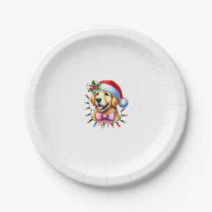 Plato De Papel Matchi Navidades de Golden Retriever Dog Coquette 