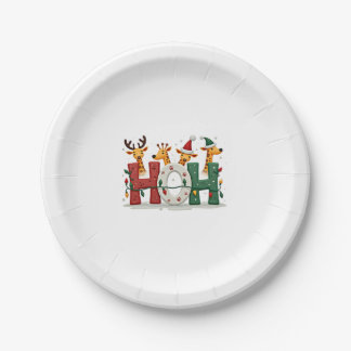 Plato De Papel Matching Christmas Santa Hat Ho Ho Ho Giraffe Anim