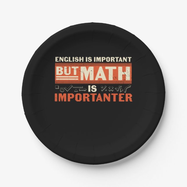 Plato De Papel Matemáticas Es Importante (Anverso)