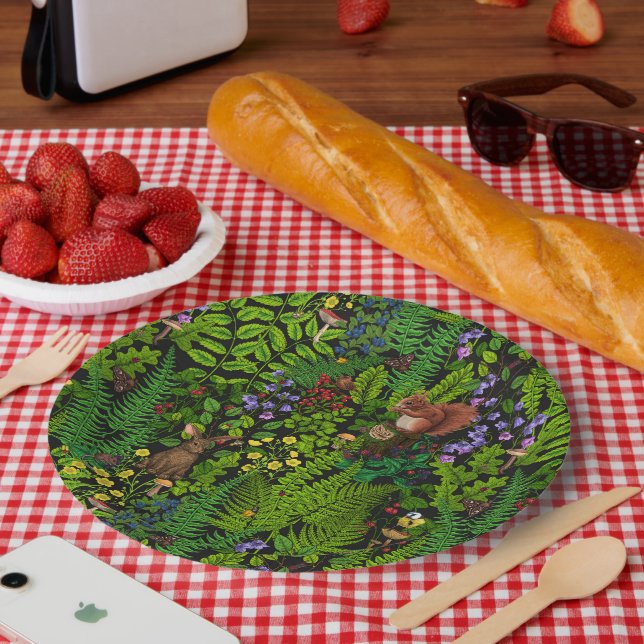 Plato De Papel Materiales y plantas de madera (Picnic)