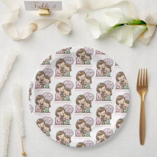 Plato De Papel Maternidad adorable patrón de helado de madre e hi
