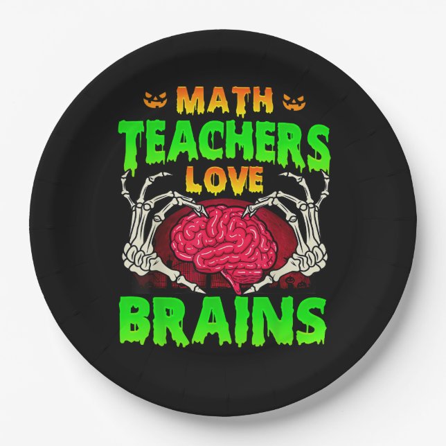 Plato De Papel Math Teachers Brains Skeleton Halloween (Anverso)
