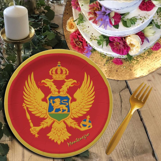 Plato De Papel Matrícula de la bandera de Montenegro, fiesta, dep (Subido por el creador)