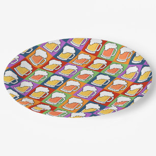 Plato De Papel Matrícula de papel BEER Pop Art