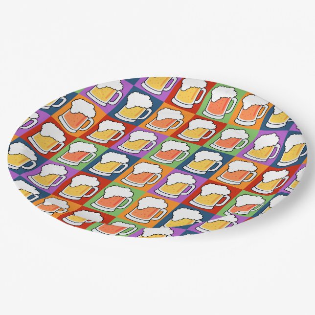 Plato De Papel Matrícula de papel BEER Pop Art (Angular)