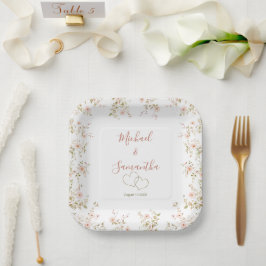 Plato De Papel Matrimonio de campo Rosa salvaje