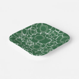 Plato De Papel Matriz floral abstracta (verde oscuro) Arte fino