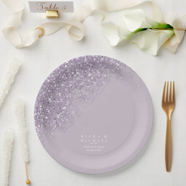 Plato De Papel Mauve ID889, Boda de esparkles (Boda)