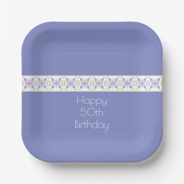 Plato De Papel Mauve Rosa Y Blanco (Anverso)