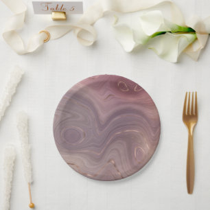 Plato De Papel Mauve Strata   Agentes de oro rosados y Rosas