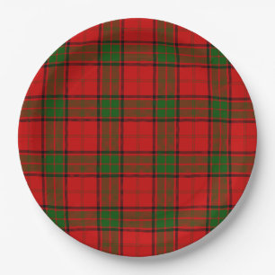 Plato De Papel Maxwell tartan platillo rojo