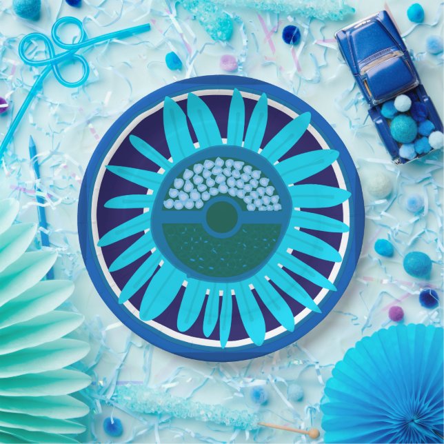 Plato De Papel Mazipoodles Sunflower Sunshine: Azul 1 (Fiesta)