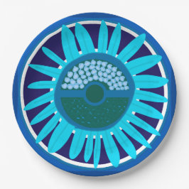 Plato De Papel Mazipoodles Sunflower Sunshine: Azul 1