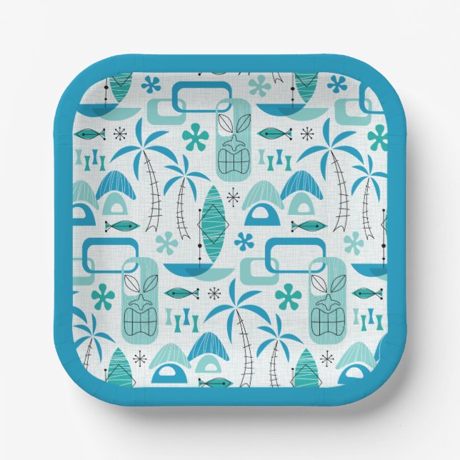 Plato De Papel MCM Hawaiian Village – Blue (Anverso)