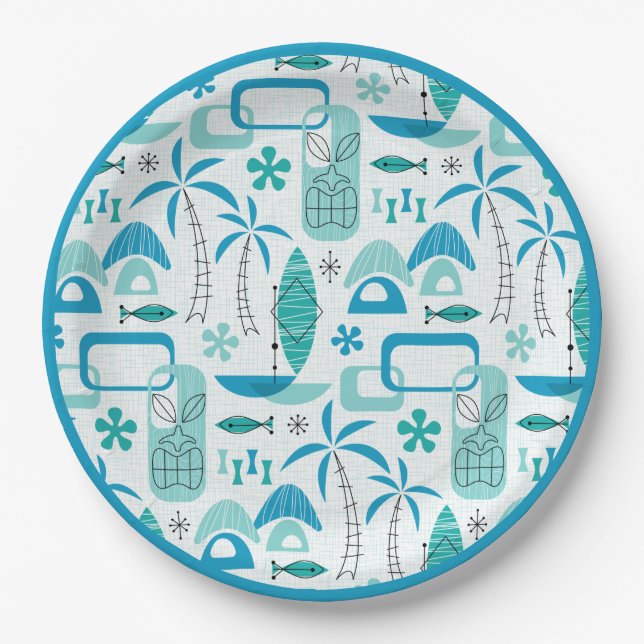 Plato De Papel MCM Hawaiian Village – Blue (Anverso)