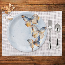 Plato De Papel Me Da Mariposas Blue Modern Bridal Shower