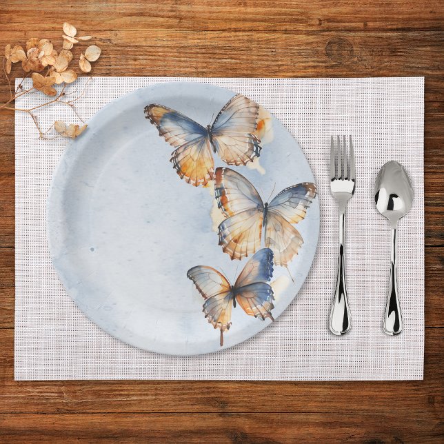 Plato De Papel Me Da Mariposas Blue Modern Bridal Shower (Subido por el creador)