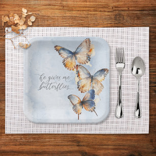 Plato De Papel Me Da Mariposas Blue Modern Bridal Shower