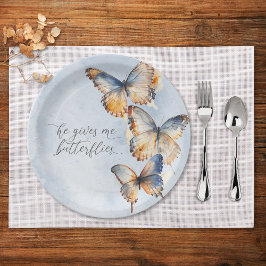 Plato De Papel Me Da Mariposas Blue Modern Bridal Shower