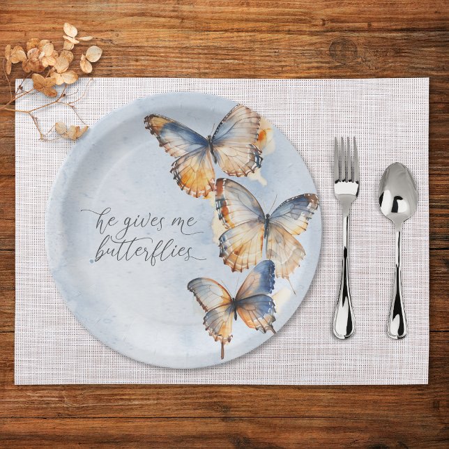 Plato De Papel Me Da Mariposas Blue Modern Bridal Shower (Subido por el creador)