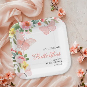 Plato De Papel Me Da Mariposas Bridal Shower Floral