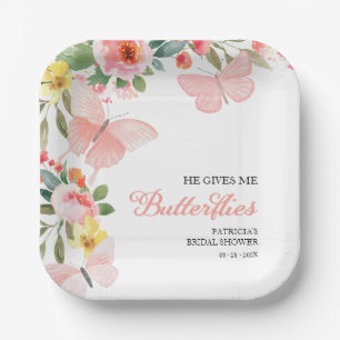 Plato De Papel Me Da Mariposas Bridal Shower Floral