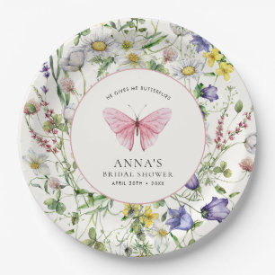 Plato De Papel Me Da Mariposas Flores Ducha Bridal