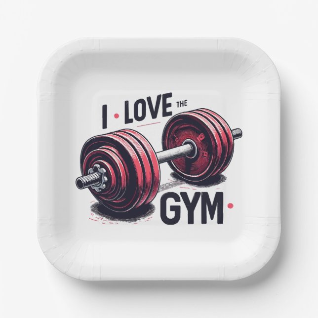 Plato De Papel Me encanta el gimnasio (Anverso)