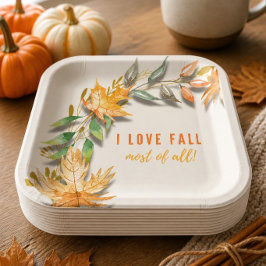 Plato de Papel Me Encanta el Otoño Sobre Todo