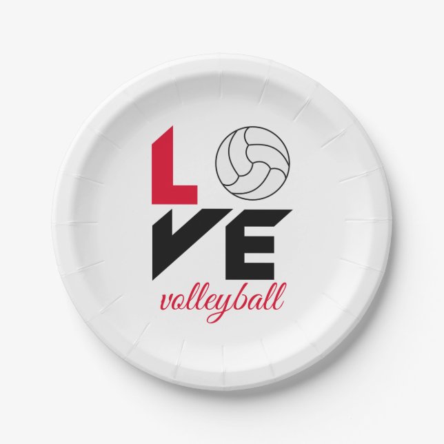 Plato De Papel Me encanta el voleibol (Anverso)