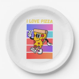 Plato De Papel Me encanta la pizza.