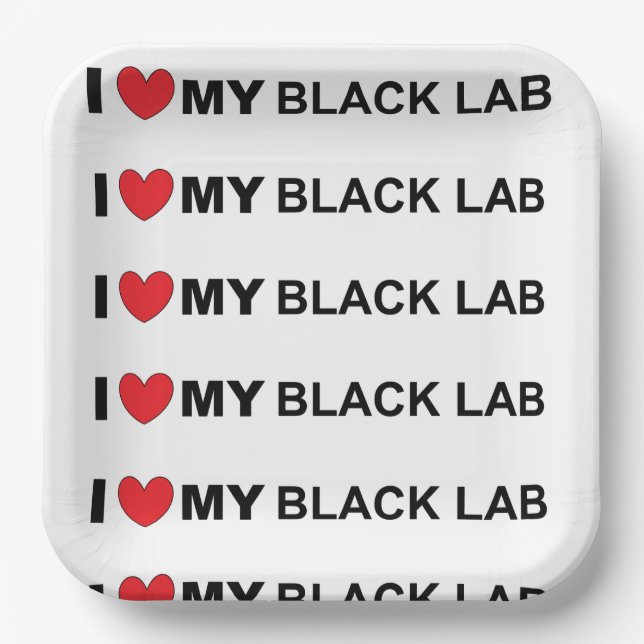 Plato De Papel Me encanta mi laboratorio negro (Anverso)