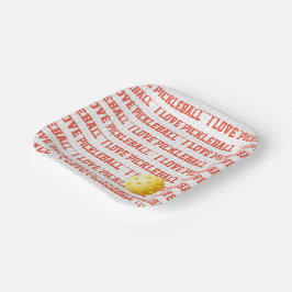 Plato De Papel ME ENCANTA PICKLEBALL Sports Yellow Ball Net Fun