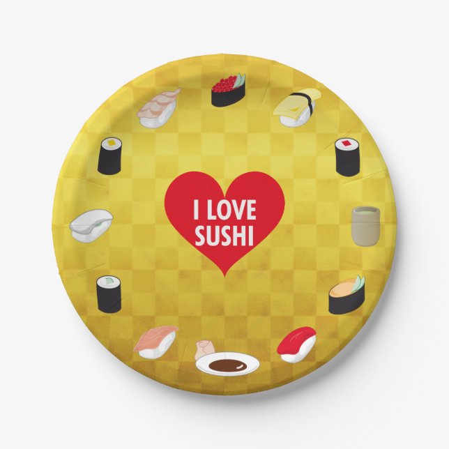 PLATO DE PAPEL ME ENCANTA SUSHI (Anverso)