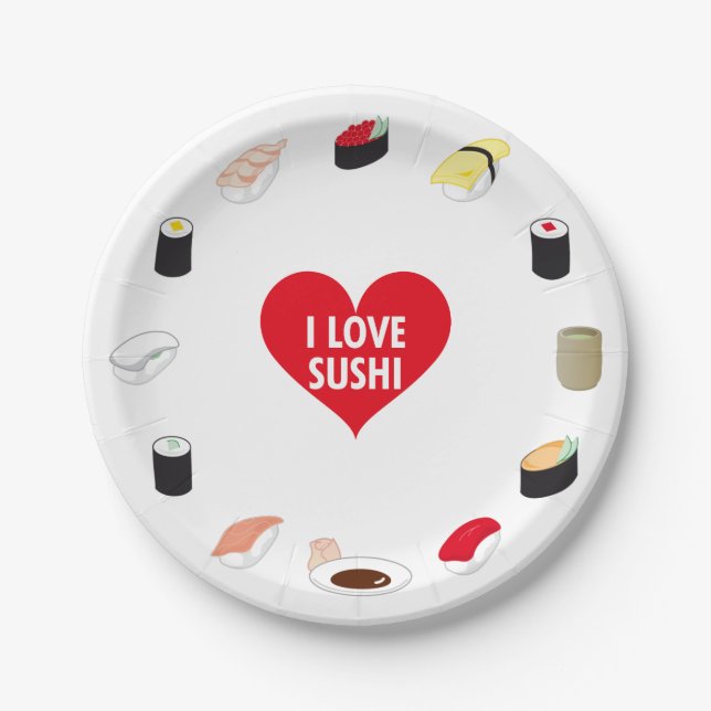 PLATO DE PAPEL ME ENCANTA SUSHI (Anverso)