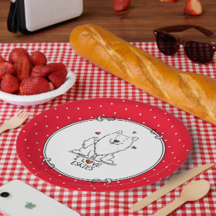 Plato De Papel Me encantan los esquíes (me encantan los perros es
