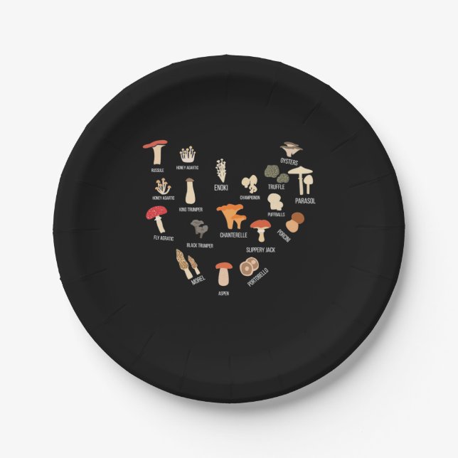 Plato De Papel Me encantan los hongos (Anverso)