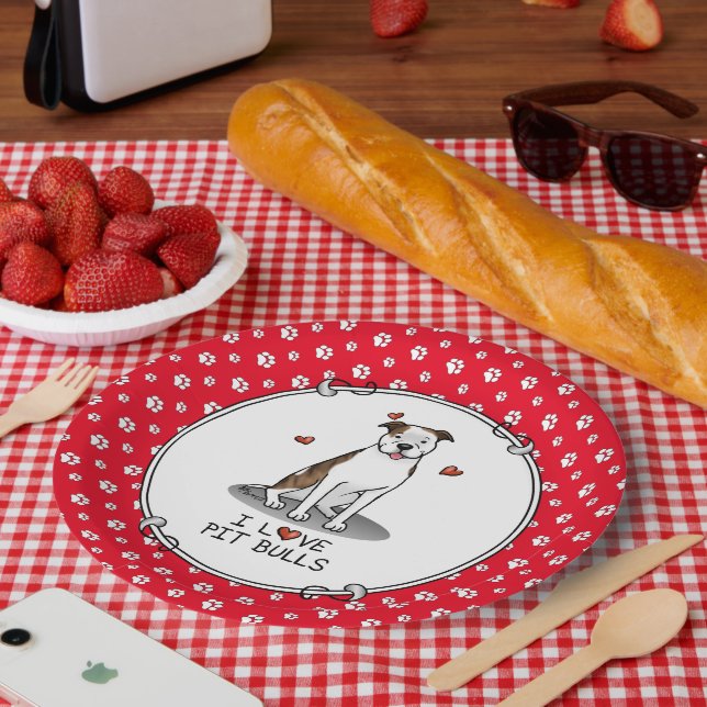 Plato De Papel Me encantan los Toros de Pit (lt romano le blanco  (Picnic)