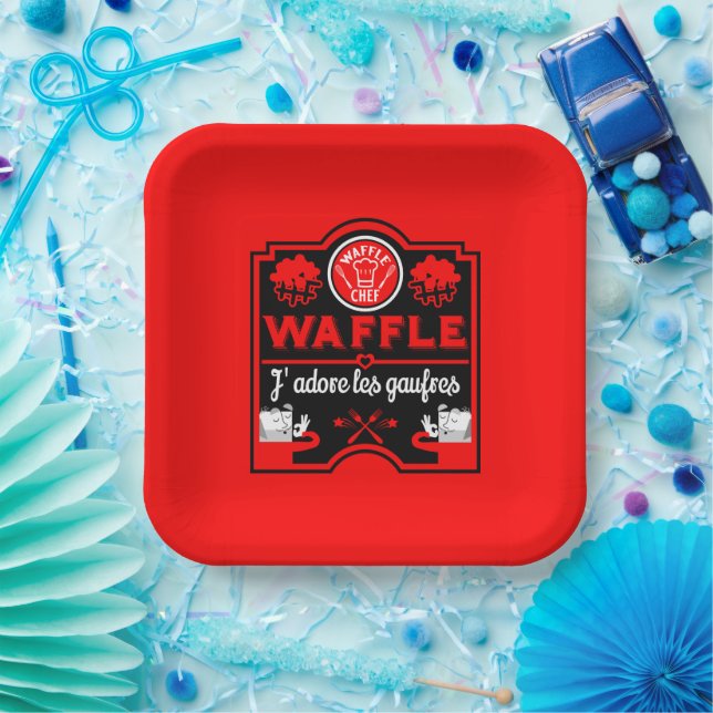 Plato De Papel Me encantan los Waffles (Fiesta)