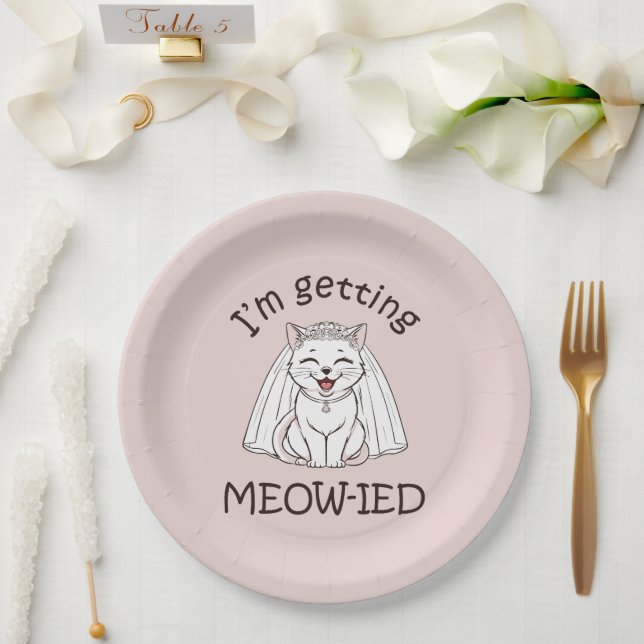 Plato De Papel ¡Me estoy casando... maullando! (Boda)